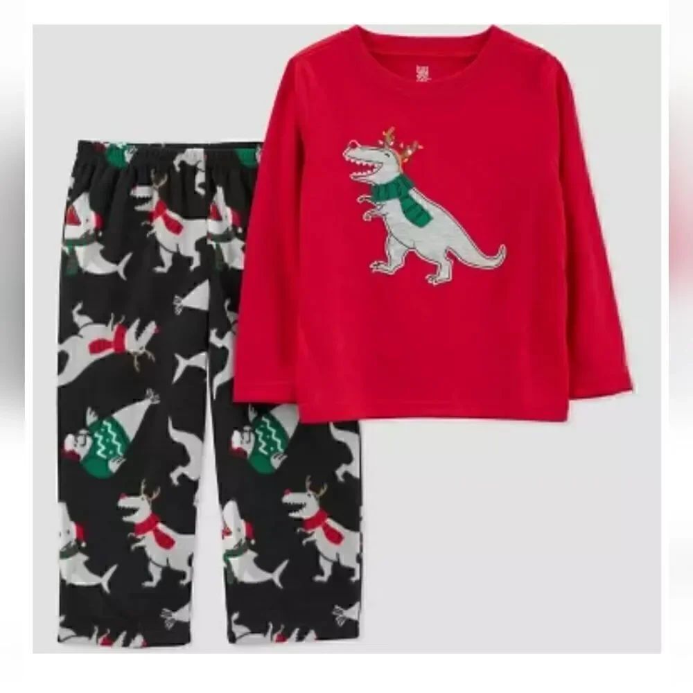 New toddler boy Santa dinosaur Christmas pajama